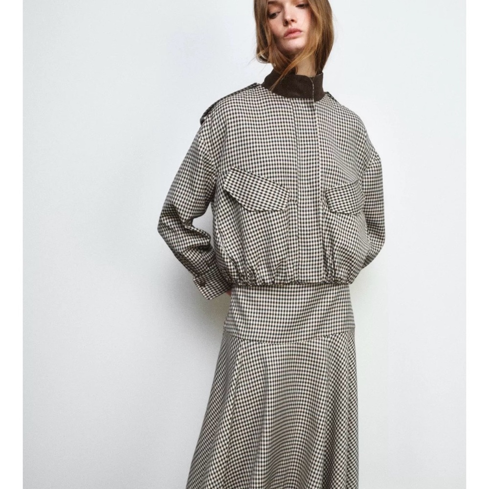 Zara checkered bomber jacket